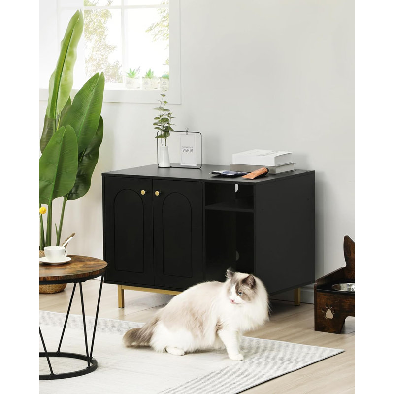 Cat Litter Box Enclosure Hidden Litter Box Furniture Wooden Pet House Side End Table Storage Cabinet Bench For Living Room Bedroom 31.5 X 19.7 X